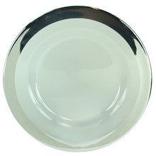 Case of 12 Wide Silver Rim Glass Charger Plates, 13"