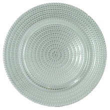 Case of 12 Fancy Silver Glass Charger Plates, 13"