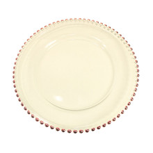 Case of 12 Rose Gold Big Beads Glass Charger Plates, 13"