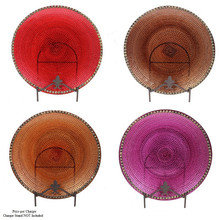 Case of 8 Glass Plates in Four Assorted Colors, 15"
