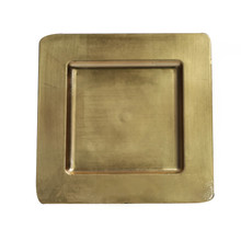 Case of 24 Square Gold Plastic Charger Plates, 12"