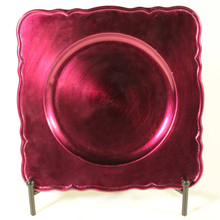 Case of 36 Scalloped Square Charger Plates for Round Dish in Pink, 13"