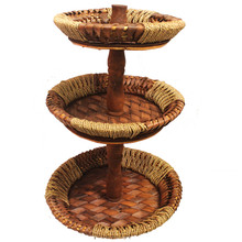 Case of 10 3 Tier Round Willow Trays