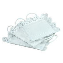 Case of 6 3Pc Square Metal Trays White With Handle
