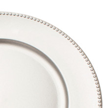 Case of 24 Beaded Edge Melamine Charger Plate 13" - Silver Matte