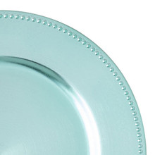 Case of 24 Beaded Edge Melamine Charger Plate 13" - Aqua