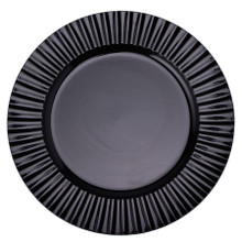 Case of 24 Fluted Edge Melamine Charger Plate 13" - Black Gloss