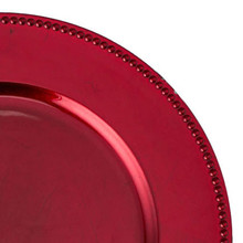 Case of 24 Beaded Edge Melamine Charger Plate 13" - Red