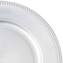 Case of 24 Beaded Edge Melamine Charger Plate 13" - Silver