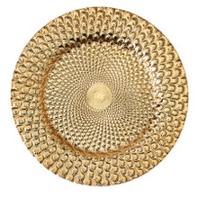 Case of 24 Peacock Plastic Charger Plate 13" - Gold
