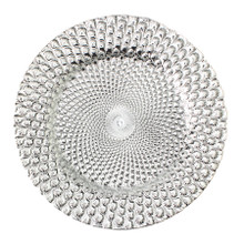 Case of 24 Peacock Plastic Charger Plate 13" - Silver