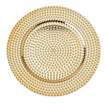 Case of 24 Beaded Plastic Charger Plate 13" - Gold