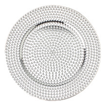 Case of 24 Beaded Plastic Charger Plate 13" - Silver