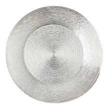Case of 24 Concentric Circles Plastic Charger Plate 13" - Silver