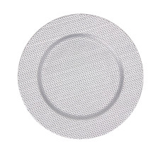Case of 24 Mosaic Beaded Plastic Charger Plate 13" - Silver