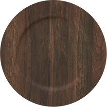Case of 24 Faux Wood Plastic Charger Plate 13" - Brown