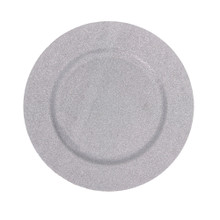 Case of 24 Glitter Plastic Charger Plate 13" - Silver