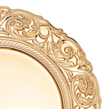 Case of 24 Baroque Melamine Charger Plate with Filigree Rim 13" - Gold