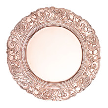 Case of 24 Baroque Plastic Charger Plate with Filigree Rim 13" - Rose Gold