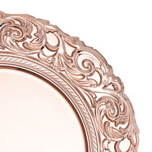 Case of 24 Baroque Melamine Charger Plate with Filigree Rim 13" - Rose Gold