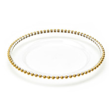 Case of 24 Beaded Rim Plastic Charger Plate 12.5" - Gold
