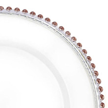 Case of 24 Rose Gold Beaded Rim Clear Acrylic Charger Plate 12.5"