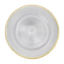 Case of 24 Scalloped & Beaded Plastic Charger Plate 13" - Gold