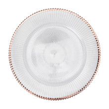 Case of 24 Scalloped & Beaded Plastic Charger Plate 13" - Rose Gold