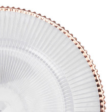 Case of 24 Scalloped & Beaded Clear Acrylic Charger Plate 13" - Rose Gold