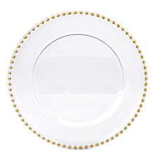 Case of 8 Glass Charger Plate with Beaded Rim 12½" - Gold