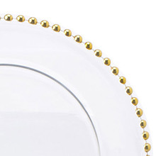 Case of 8 Clear Glass Charger Plate with Beaded Rim 12½" - Gold