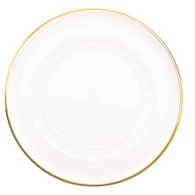 Case of 8 Glass Charger Plate with 0.5 cm Metallic Rim 13" - Gold