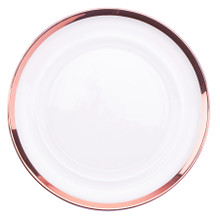 Case of 8 Glass Charger Plate with 1.1 cm Metallic Rim 13" - Rose Gold