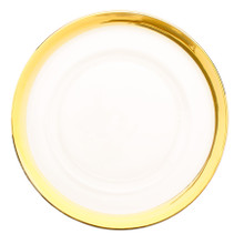 Case of 8 Glass Charger Plate with 2.3 cm Metallic Rim 13" - Gold
