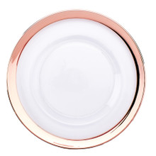 Case of 8 Glass Charger Plate with 2.3 cm Metallic Rim 13" - Rose Gold