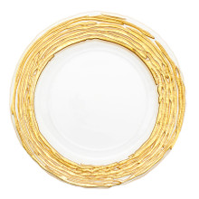 Case of 8 Glass Textured Edge Charger Plate 13" - Gold