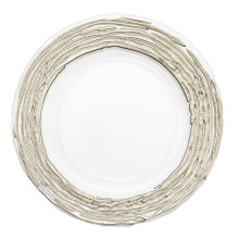 Case of 8 Glass Textured Edge Charger Plate 13" - Silver