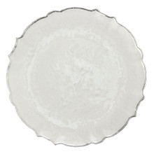 Case of 8 Scalloped Rim Glass Charger Plate 13" - Silver
