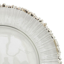 Case of 8 Clear Glass Sunflower Charger Plate 13" - Silver