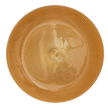 Case of 8 Basket Stitch Glass Charger Plate 13" - Gold