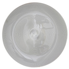 Case of 8 Basket Stitch Glass Charger Plate 13" - Silver