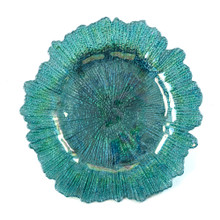 Case of 8 Glass Reef Charger Plate 13" - Aqua