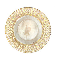 Case of 8 Fancy Glass Charger Plate 12.75” - Gold