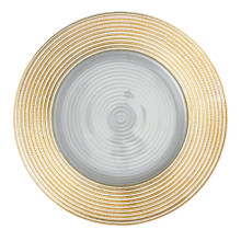 Case of 8 Concentric Circles Glass Charger Plate 13" - Gold
