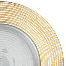 Case of 8 Clear Glass with Concentric Circles Edge Charger Plate 13" - Gold