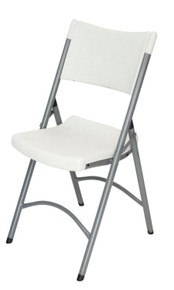 Blow Molded White Plastic Folding Chair with Gray Frame