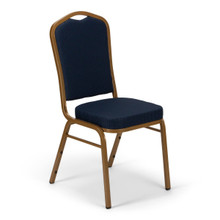 TitanPRO™ Crown Back Banquet Chair with Gold Frame-Navy Blue Patterned