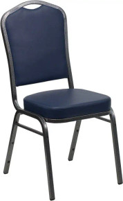 Titan Series™ Crown Back Banquet Chair with Silver Vein Frame - Navy