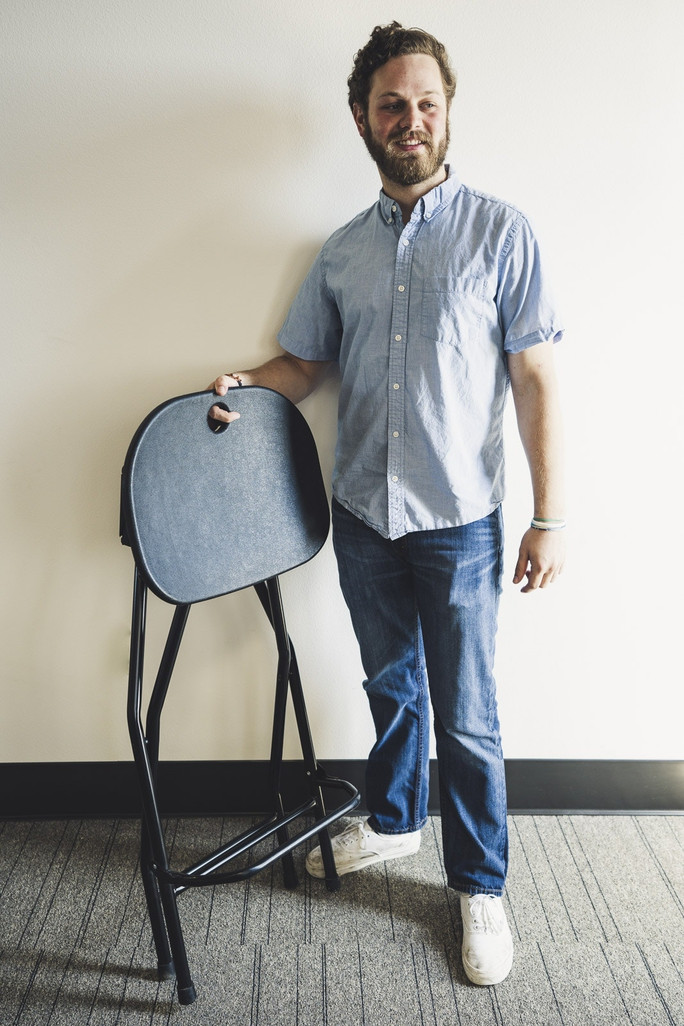 Folding Bar Stool with Backrest Black