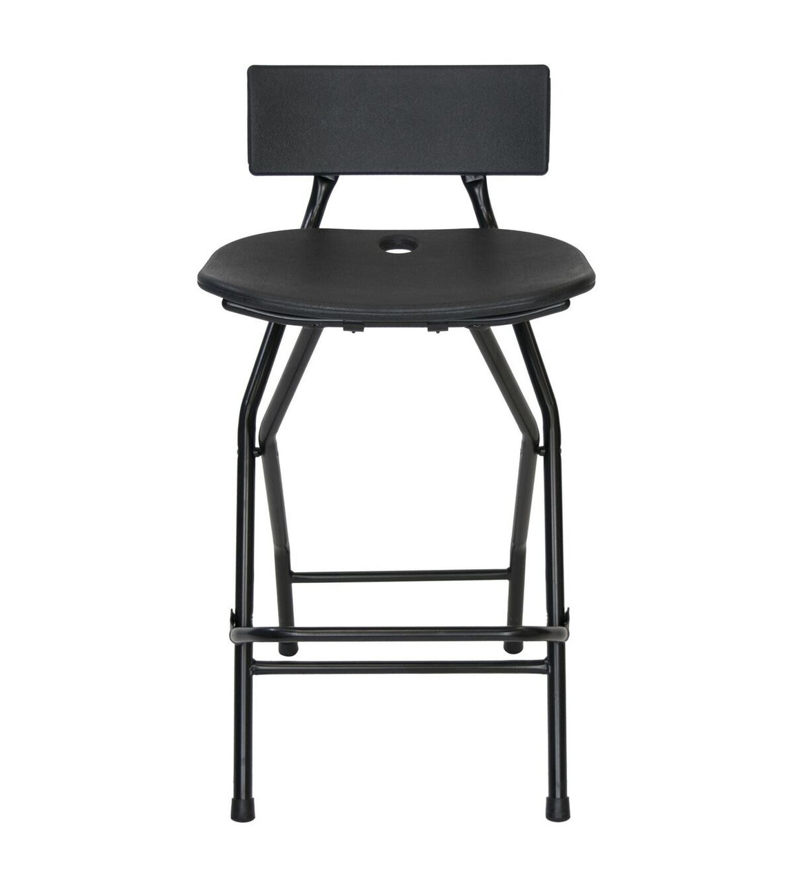 Folding Bar Stool with Backrest Black EventsWholesale